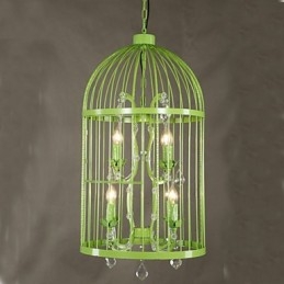Vintage ijzeren kooi trap lamp kroonluchter kristal A