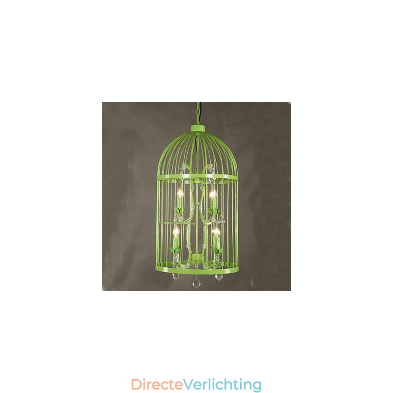 Vintage ijzeren kooi trap lamp kroonluchter kristal A