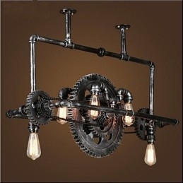 Ijzeren pijp kroonluchter industriële winduitrusting hanglamp