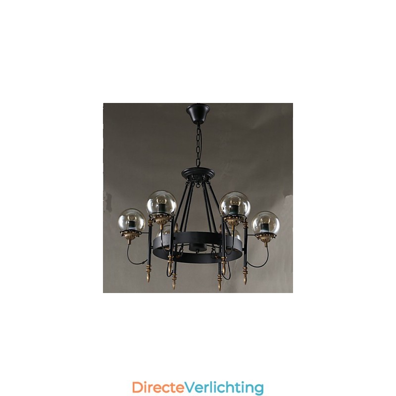 Kunstglas Bol Ronde Bonenstaak Kroonluchter