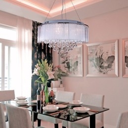 Moderne eigentijdse drum kristal gegalvaniseerde hanglamp