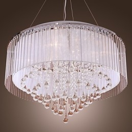 Moderne eigentijdse drum kristal gegalvaniseerde hanglamp