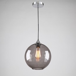 Moderne glazen hanglamp in rond rookgrijs bubbeldesign