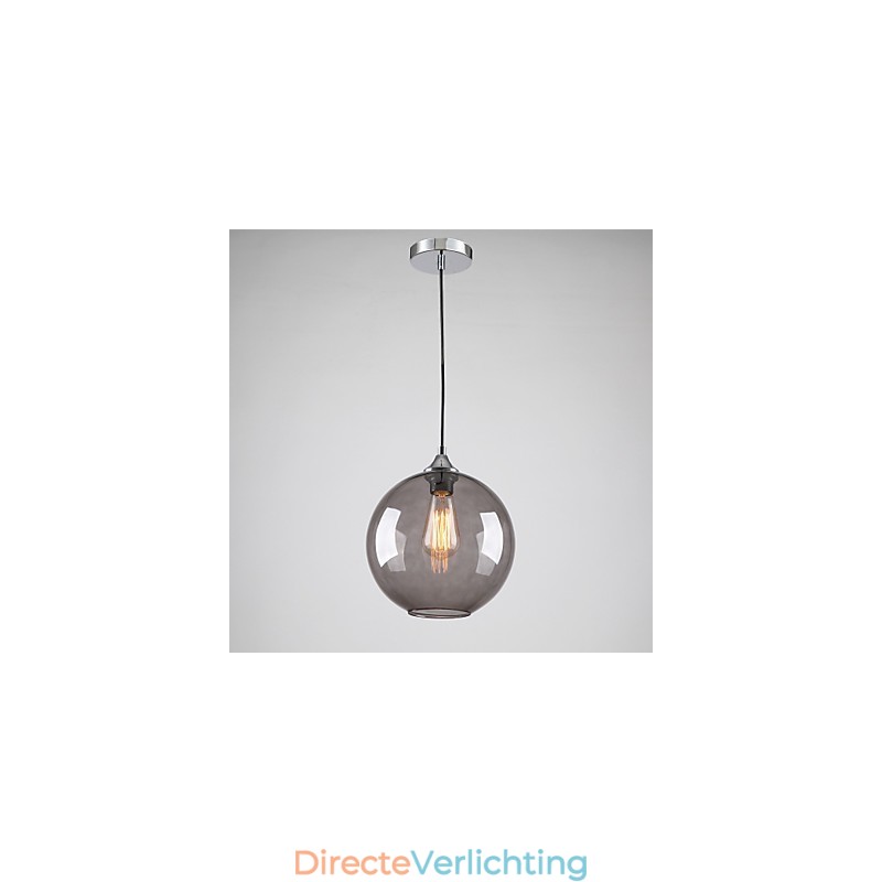 Moderne glazen hanglamp in rond rookgrijs bubbeldesign