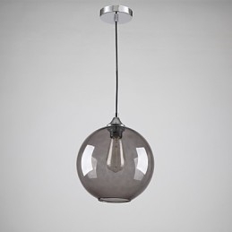 Moderne glazen hanglamp in rond rookgrijs bubbeldesign