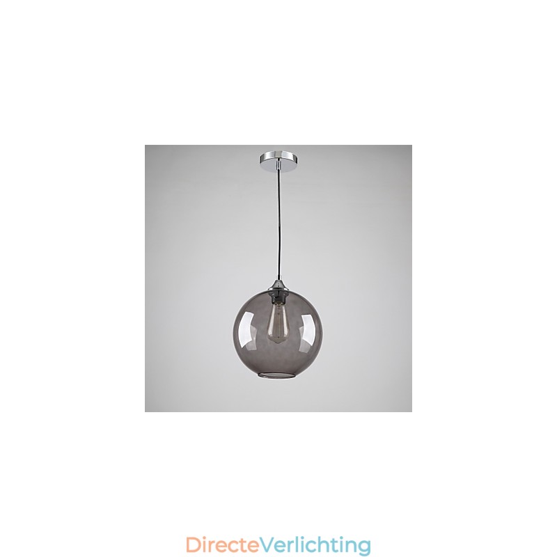 Moderne glazen hanglamp in rond rookgrijs bubbeldesign