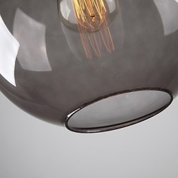 Moderne glazen hanglamp in rond rookgrijs bubbeldesign