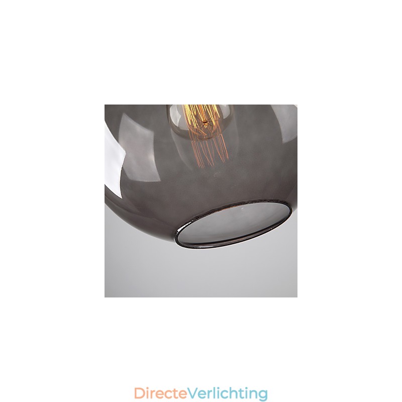 Moderne glazen hanglamp in rond rookgrijs bubbeldesign