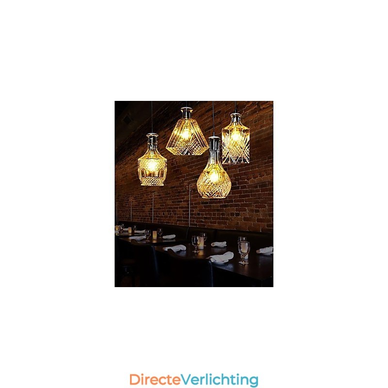Kristallen glazen lamp 4 lampenkap minimalistische flesverlichting
