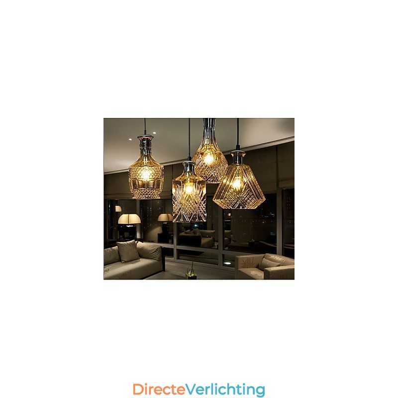 Kristallen glazen lamp 4 lampenkap minimalistische flesverlichting