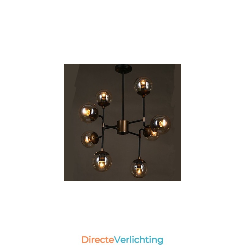 Kunstglas Bol Ronde Bonenstaak Kroonluchter