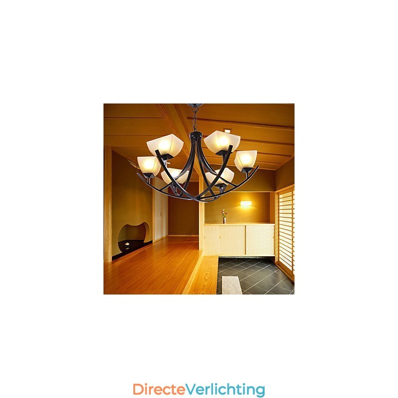 Antiek geïnspireerde hanglamp met 6 lampen