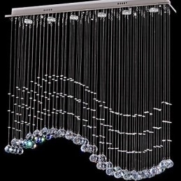 Hanglamp 6 lampen moderne zilveren kap transparante kristal golven plafondverlichtingsarmaturen