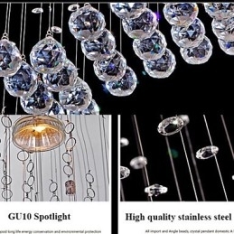 Hanglamp 6 lampen moderne zilveren kap transparante kristal golven plafondverlichtingsarmaturen