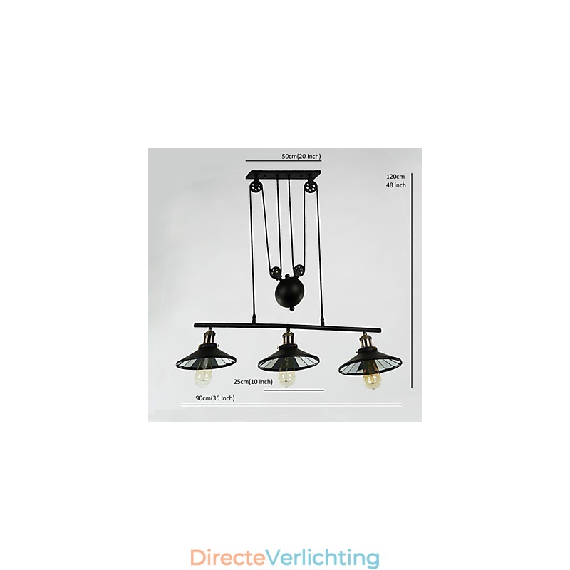 Hanglampen Vintage 3 lampen ST64 lampen inbegrepen Up en Down systeem