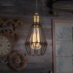Hanglampen Vintage Amerikaanse landelijke stijl die oude gebruiken herstelt smeedijzeren kleine kooivormige hanglamp