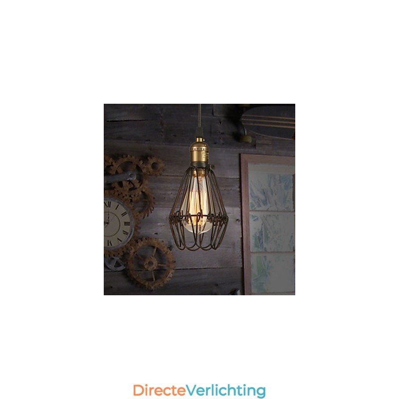 Hanglampen Vintage Amerikaanse landelijke stijl die oude gebruiken herstelt smeedijzeren kleine kooivormige hanglamp