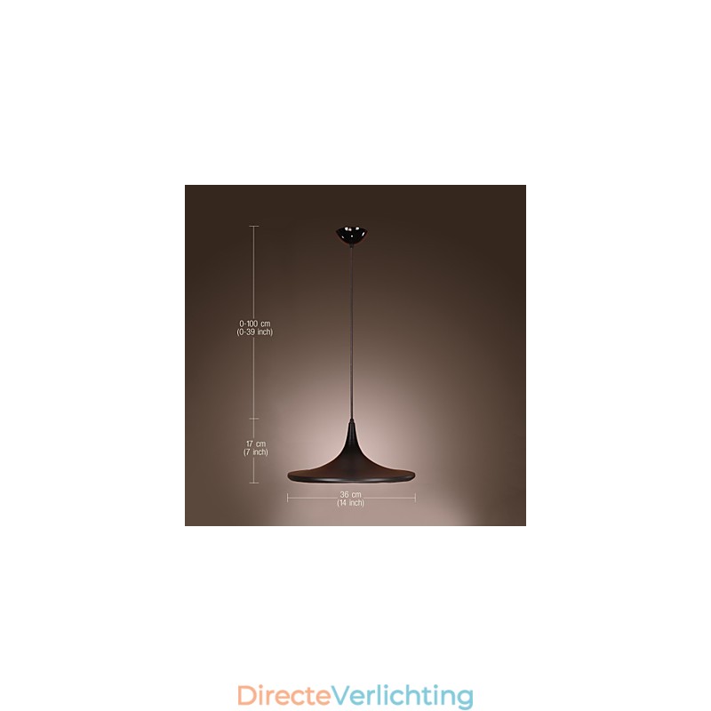 Moderne aluminium hanglamp met zwarte kap