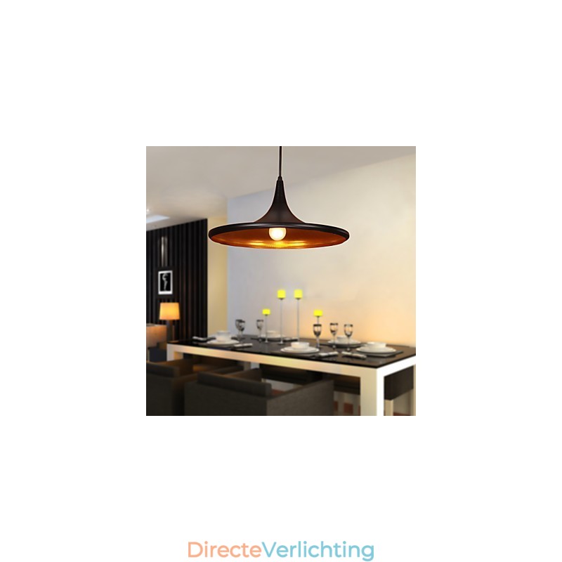 Moderne aluminium hanglamp met zwarte kap