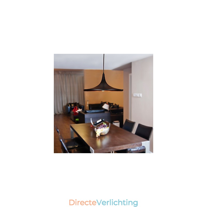 Moderne aluminium hanglamp met zwarte kap