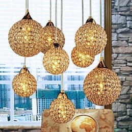 Moderne, eigentijdse Globe Crystal Electroplated metalen hanglamp