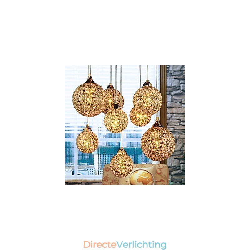 Moderne, eigentijdse Globe Crystal Electroplated metalen hanglamp