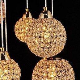 Moderne, eigentijdse Globe Crystal Electroplated metalen hanglamp