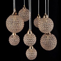 Moderne, eigentijdse Globe Crystal Electroplated metalen hanglamp