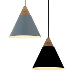 Mini Artistieke Kegelvormige Hanglamp 1 Licht Moderne Eenvoudige Afwerking Zwart Wit Stofblauw Aluminium & Houten Hanglamp