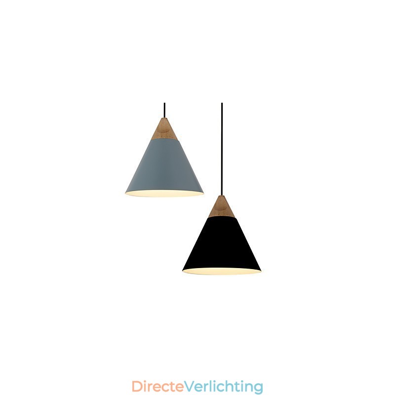 Mini Artistieke Kegelvormige Hanglamp 1 Licht Moderne Eenvoudige Afwerking Zwart Wit Stofblauw Aluminium & Houten Hanglamp