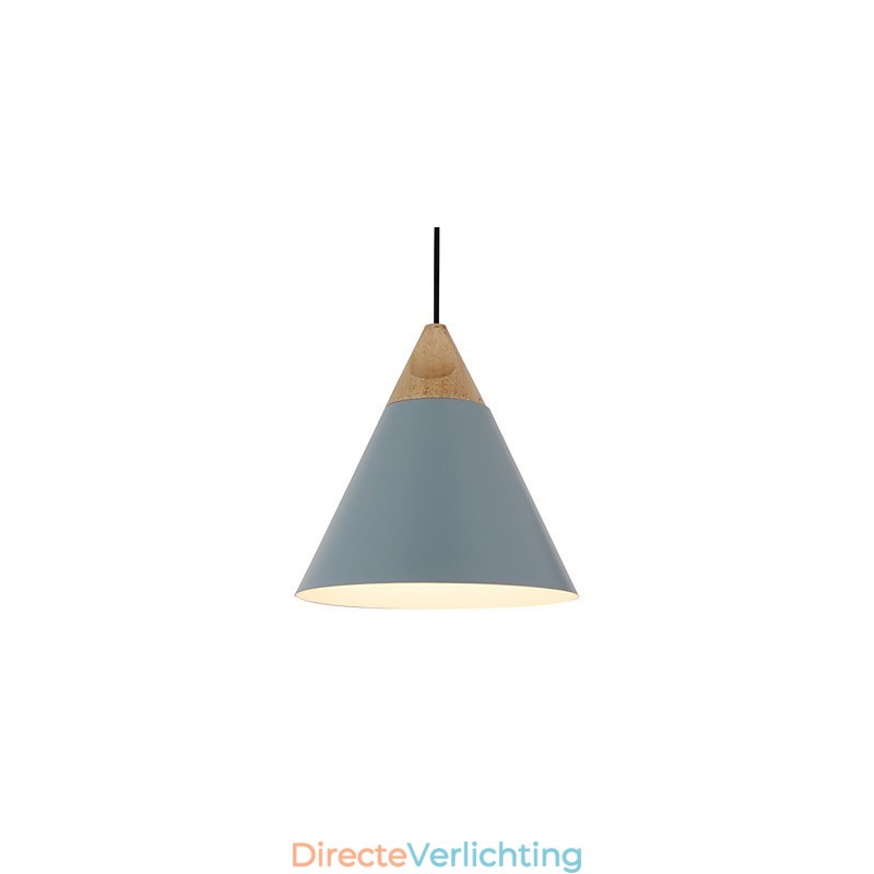 Mini Artistieke Kegelvormige Hanglamp 1 Licht Moderne Eenvoudige Afwerking Zwart Wit Stofblauw Aluminium & Houten Hanglamp