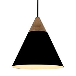 Mini Artistieke Kegelvormige Hanglamp 1 Licht Moderne Eenvoudige Afwerking Zwart Wit Stofblauw Aluminium & Houten Hanglamp