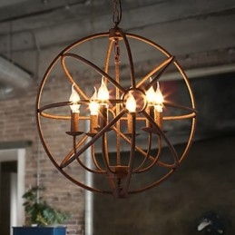 Zittende lampen Nordic Country Smeedijzer Amerikaans Retro Kaars Kroonluchter De Zwarte Kroonluchter