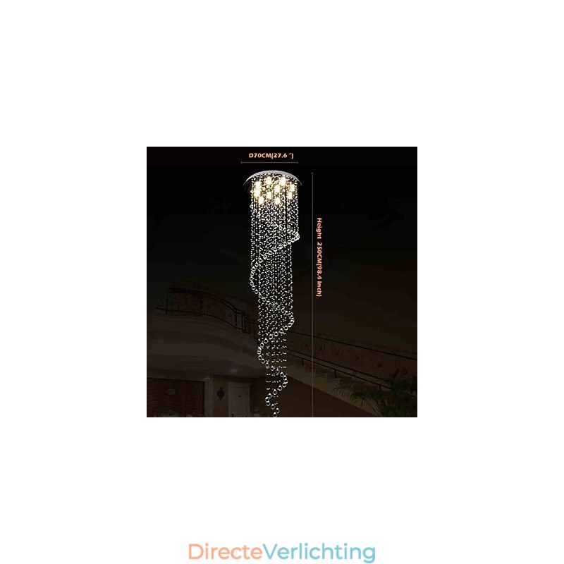 Moderne kristallen hanglamp kroonluchter verlichting lampen armaturen met enkele spiraal D70CM H250CM