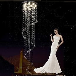 Moderne kristallen hanglamp kroonluchter verlichting lampen armaturen met enkele spiraal D70CM H250CM