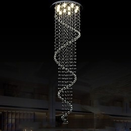 Moderne kristallen hanglamp kroonluchter verlichting lampen armaturen met enkele spiraal D70CM H250CM