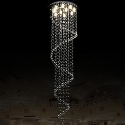 Moderne kristallen hanglamp kroonluchter verlichting lampen armaturen met enkele spiraal D70CM H250CM