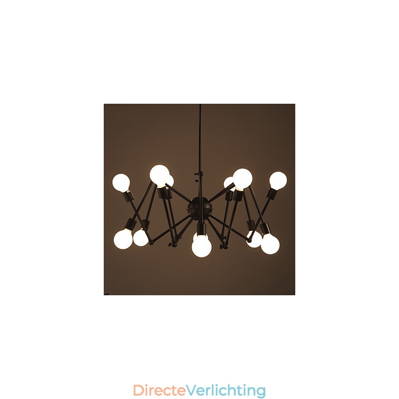 American Loft Black Lights Iron Spider Kroonluchter Met 12 Hoofden