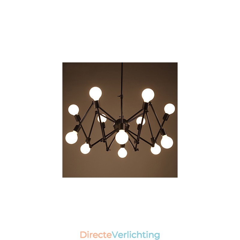 American Loft Black Lights Iron Spider Kroonluchter Met 12 Hoofden