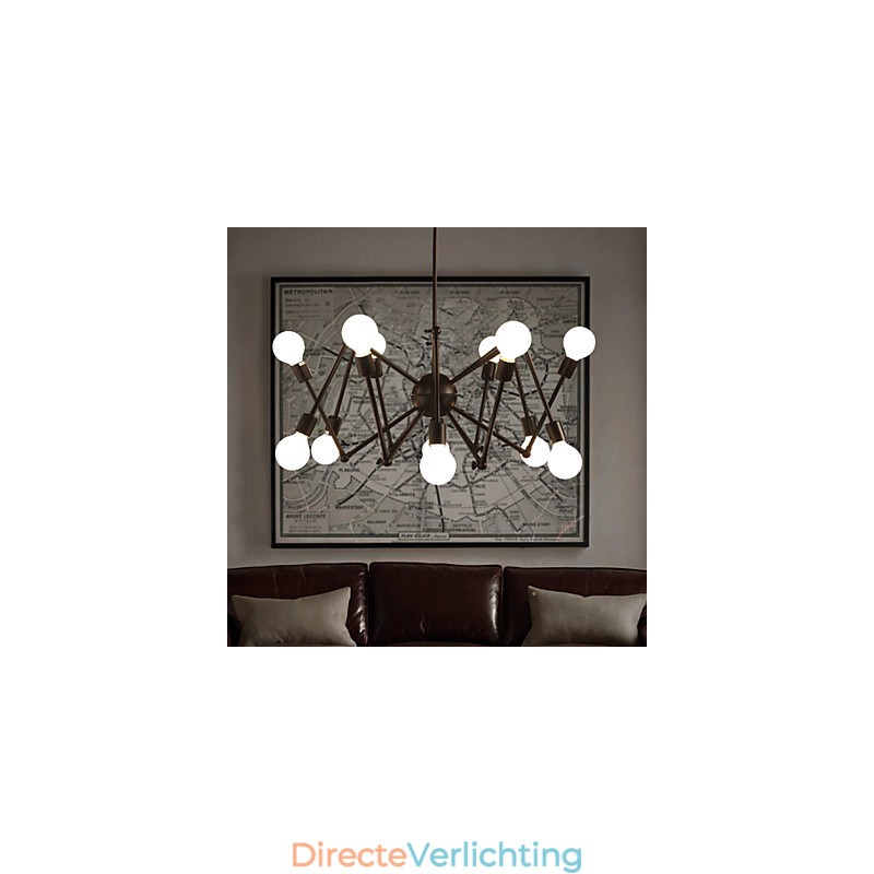 American Loft Black Lights Iron Spider Kroonluchter Met 12 Hoofden