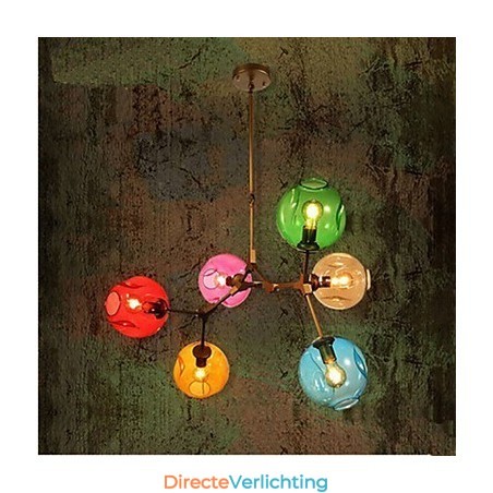 Art Color Glazen Bol Hanglamp 6 Lichts Kroonluchter Art Color Glazen Bol Hanglamp 6 Lichts Kroonluchter