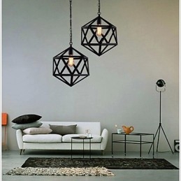Retro industriële lamp hanglamp hexahedron artistieke originaliteit smeedijzer hanglamp