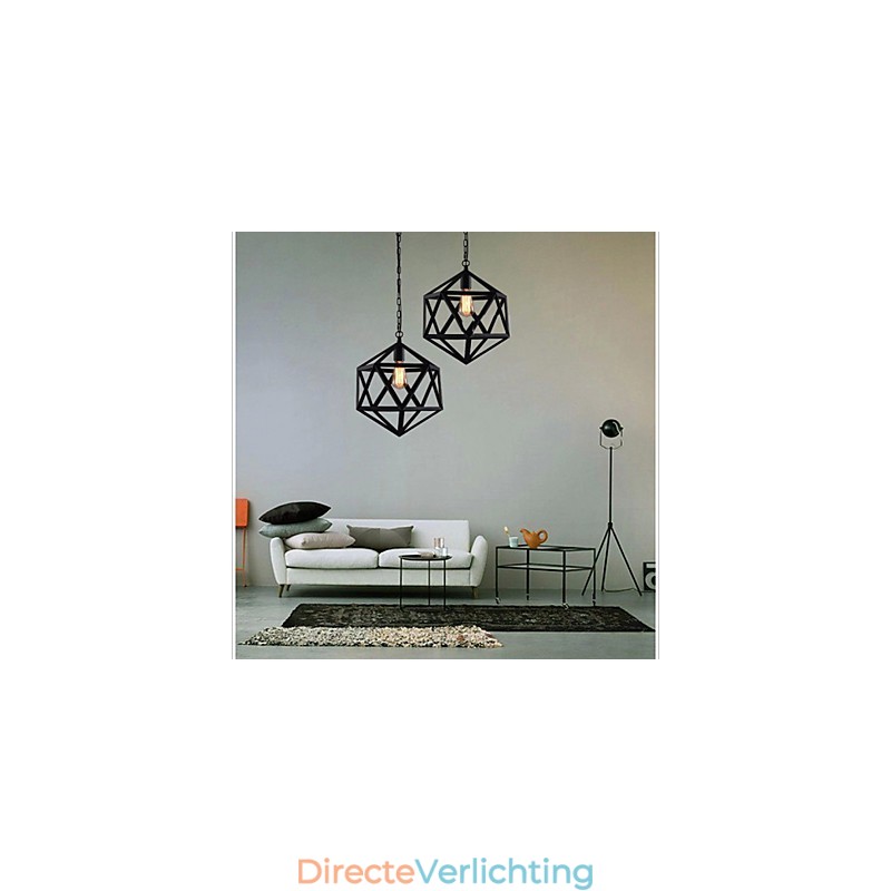 Retro industriële lamp hanglamp hexahedron artistieke originaliteit smeedijzer hanglamp