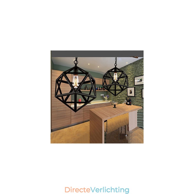 Retro industriële lamp hanglamp hexahedron artistieke originaliteit smeedijzer hanglamp