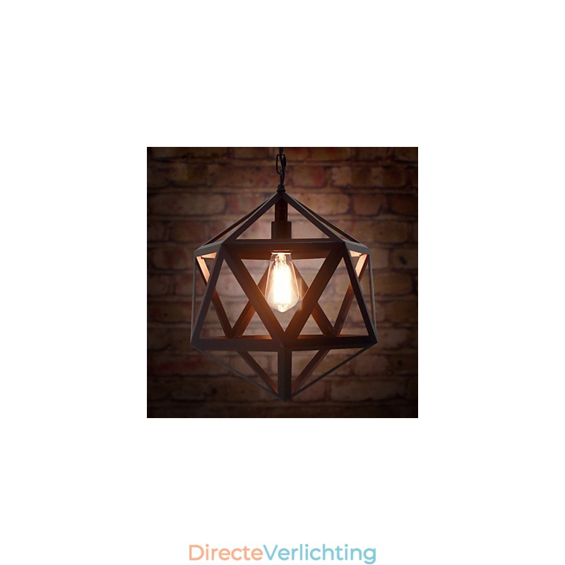 Retro industriële lamp hanglamp hexahedron artistieke originaliteit smeedijzer hanglamp
