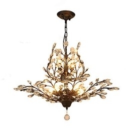 Vintage Crystal Flush Mount 7Lights Metalen Schilderij Zwart OF Goud