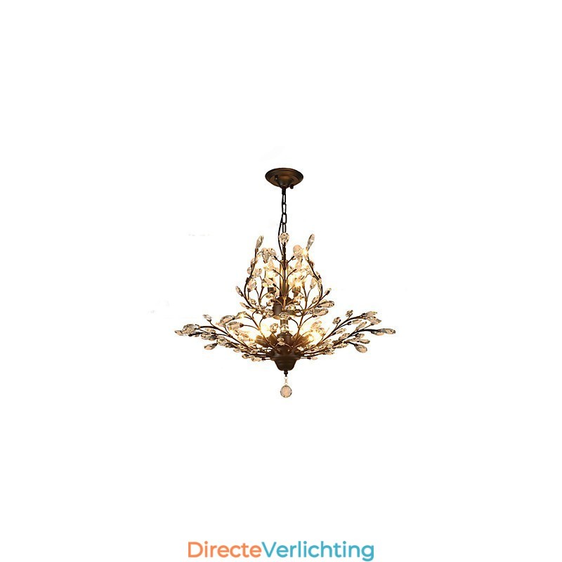 Vintage Crystal Flush Mount 7Lights Metalen Schilderij Zwart OF Goud