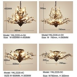 Vintage Crystal Flush Mount 7Lights Metalen Schilderij Zwart OF Goud