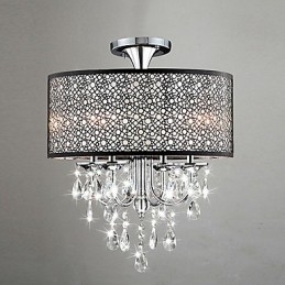 Moderne eigentijdse trommelkristal mini-stijl chromen kroonluchter