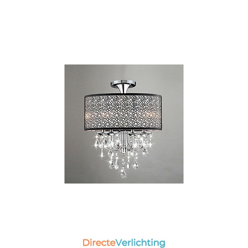 Moderne eigentijdse trommelkristal mini-stijl chromen kroonluchter